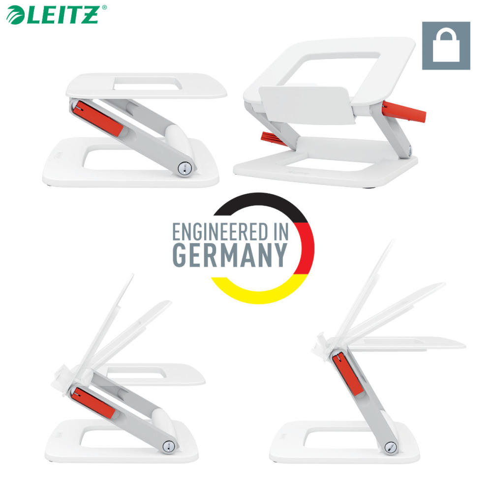 Suport ergonomic pentru laptop ajustabil, Leitz Ergo, alb, reglabil pe inaltime cu 2 parghii, pentru laptop 13-15 inch [3]