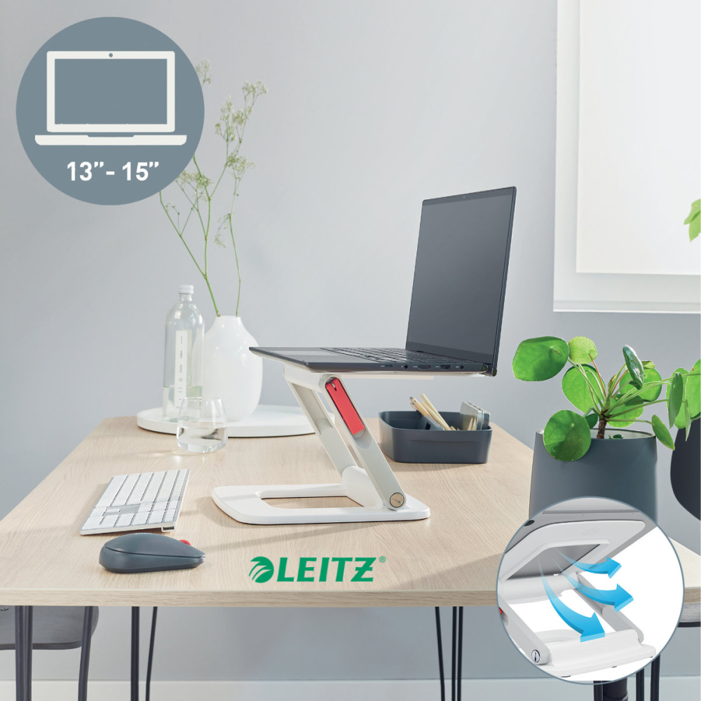 Suport ergonomic pentru laptop ajustabil, Leitz Ergo, alb, reglabil pe inaltime cu 2 parghii, pentru laptop 13-15 inch [5]
