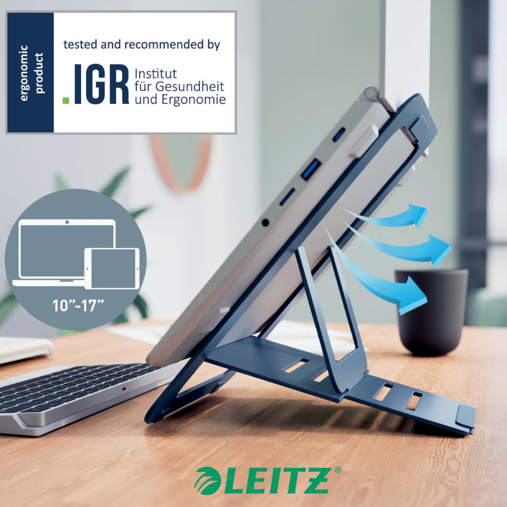 Suport ergonomic pentru laptop ajustabil, Leitz Ergo Slim, din aluminiu, ultra-subtire, 5 inaltimi, pentru laptop 10-17 inch [6]