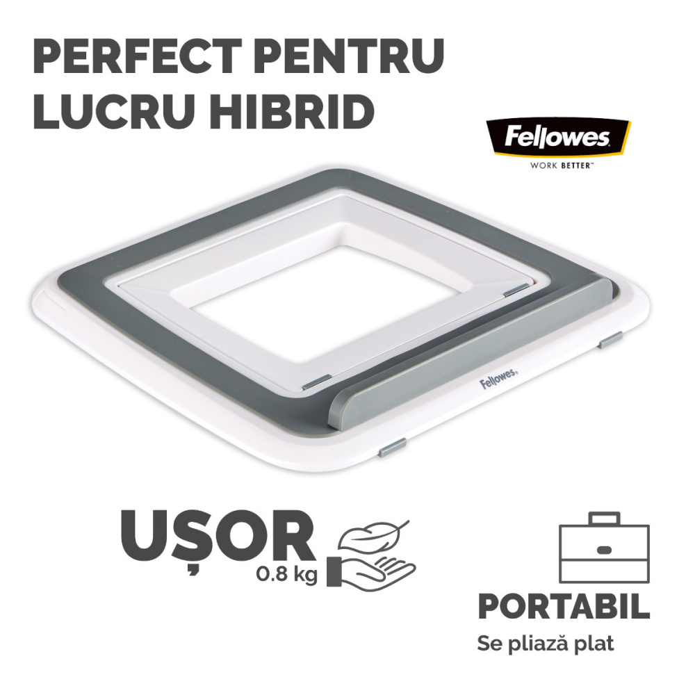 Suport ergonomic pentru laptop, Fellowes I-Spire Quick-Lift, 7 unghiuri reglabile, pliabil, pentru laptop pana la 17 inch (4.5 kg), alb [5]