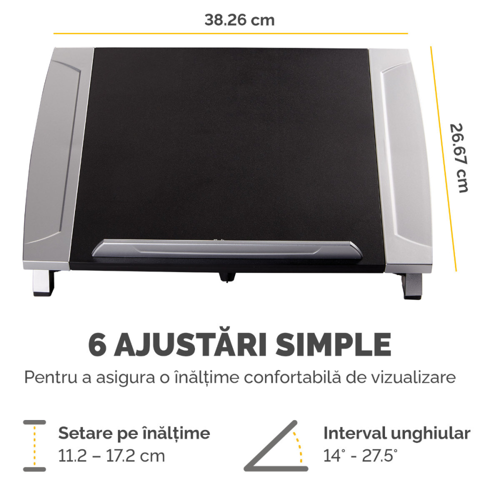 Suport ergonomic pentru laptop, Fellowes Office Suites, reglabil pe inaltime si inclinare, suporta laptop pana la 17 inch (5 kg), pentru birou si acasa [3]
