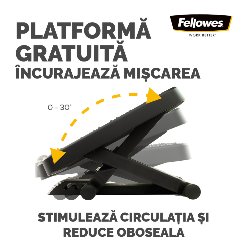 Suport ergonomic pentru picioare, Fellowes Pro Series Ultimate, 3 inaltimi reglabile, inclinare pana la 30 grade, balansare, bile masaj, pentru birou profesional [5]