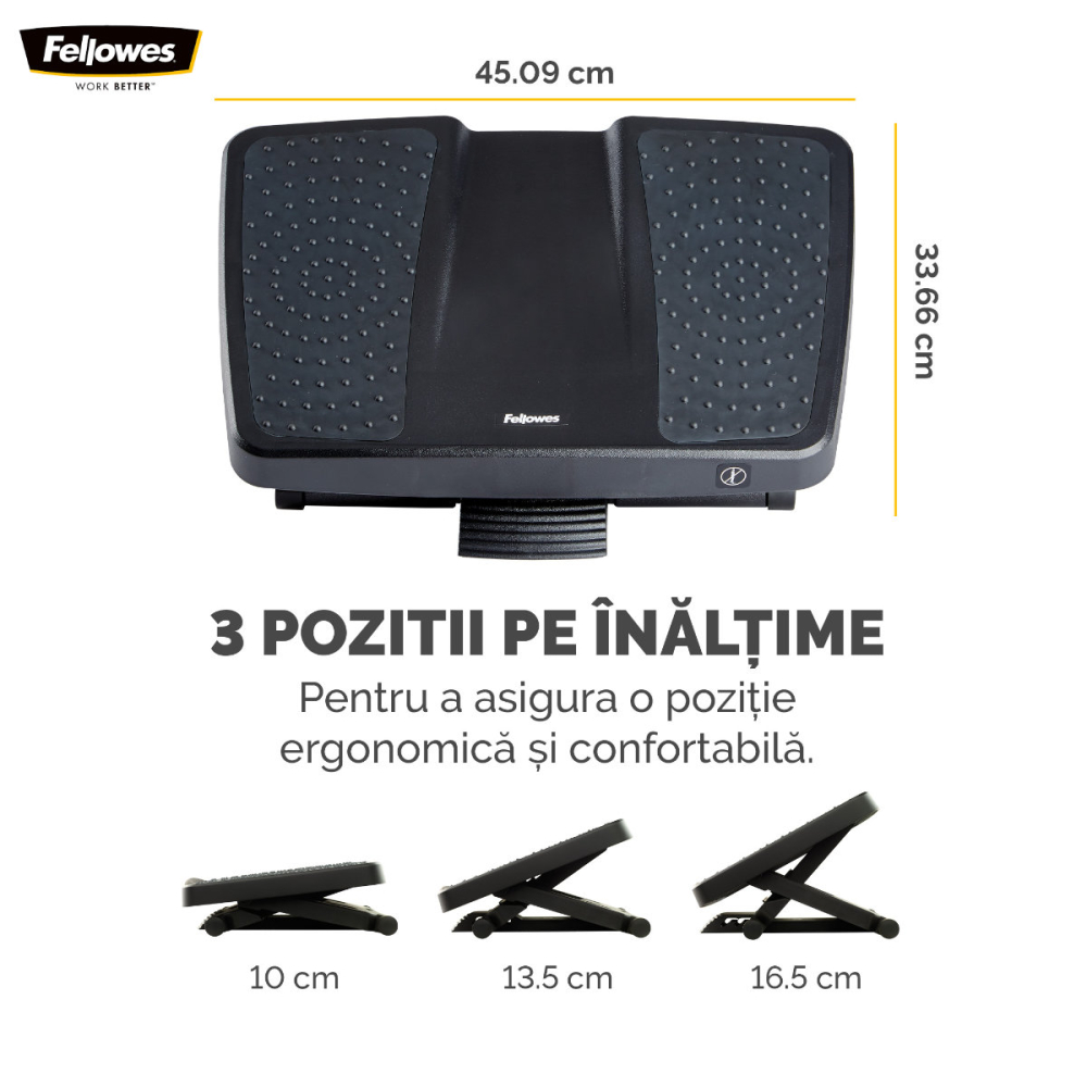 Suport ergonomic pentru picioare, Fellowes Pro Series Ultimate, 3 inaltimi reglabile, inclinare pana la 30 grade, balansare, bile masaj, pentru birou profesional [2]