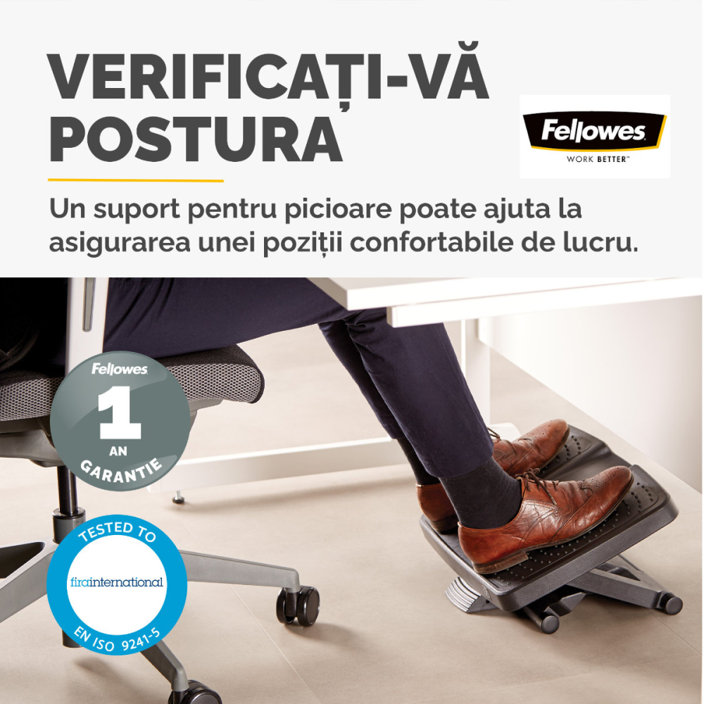 Suport ergonomic pentru picioare, Fellowes Pro Series Ultimate, 3 inaltimi reglabile, inclinare pana la 30 grade, balansare, bile masaj, pentru birou profesional [3]