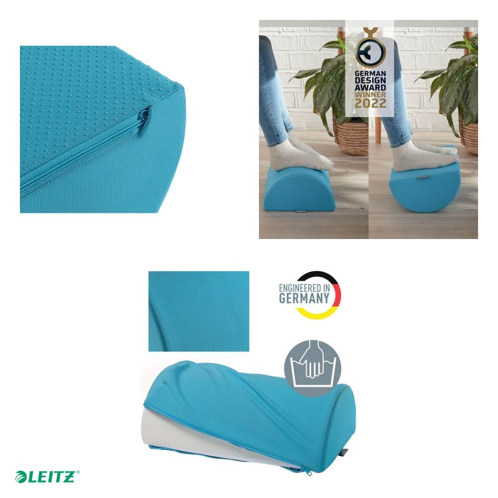Suport ergonomic pentru picioare Leitz Cosy, cu spuma cu memorie, husa lavabila, 260 x 140 x 405 mm, albastru celest [4]