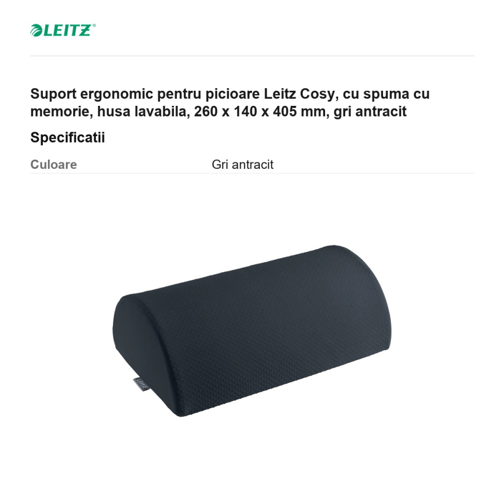 Suport ergonomic pentru picioare Leitz Cosy, cu spuma cu memorie, husa lavabila, 260 x 140 x 405 mm, gri antracit [3]