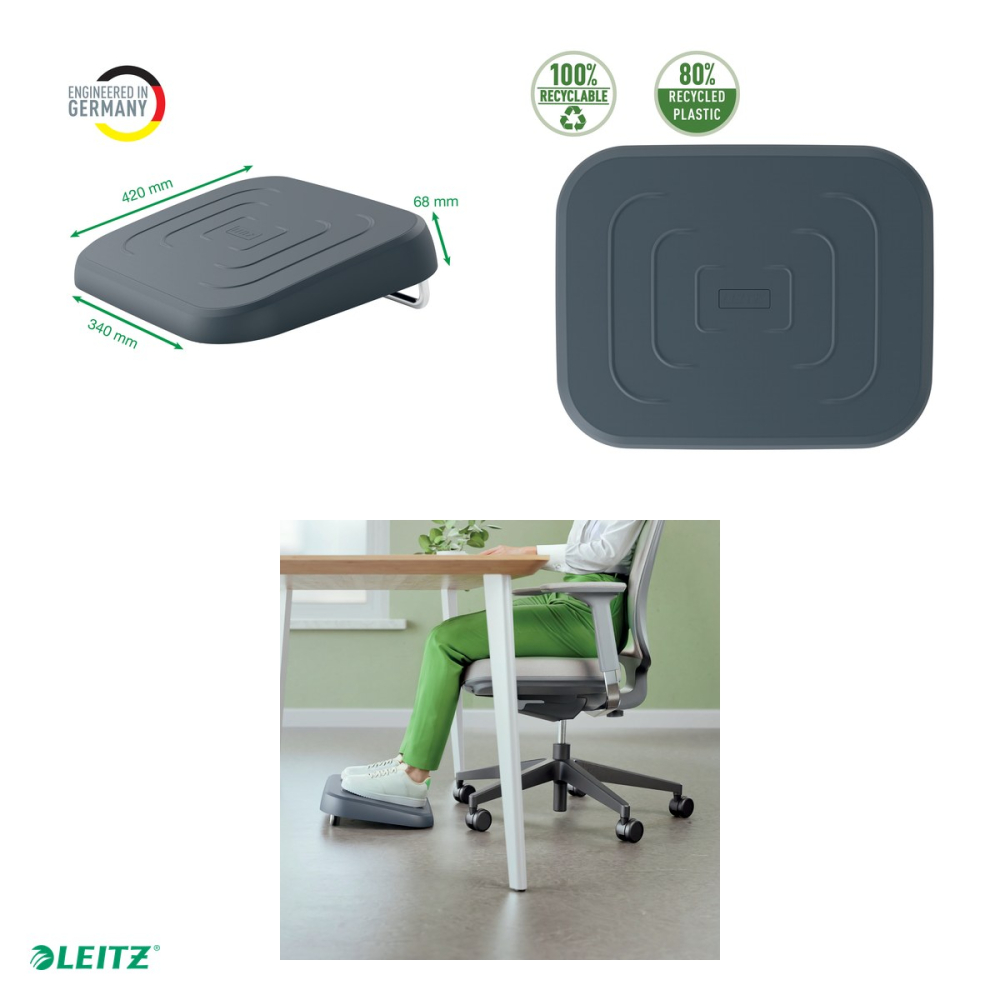 Suport ergonomic pentru picioare Leitz Ergo, reglabil pe 3 inaltimi 125-150 mm, suprafata 34x42 cm, gri carbune [4]