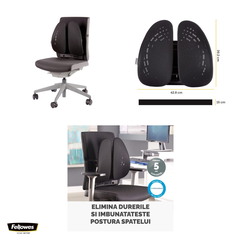 Suport ergonomic pentru spate Fellowes Back Angel, 39 x 42 x 13 cm [4]