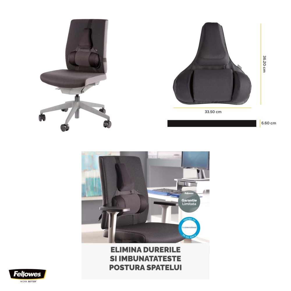 Suport ergonomic pentru spate Fellowes Pro Series Ultimate, cu fixare Tri-Tachment, 19 x 35 x 11 cm [4]