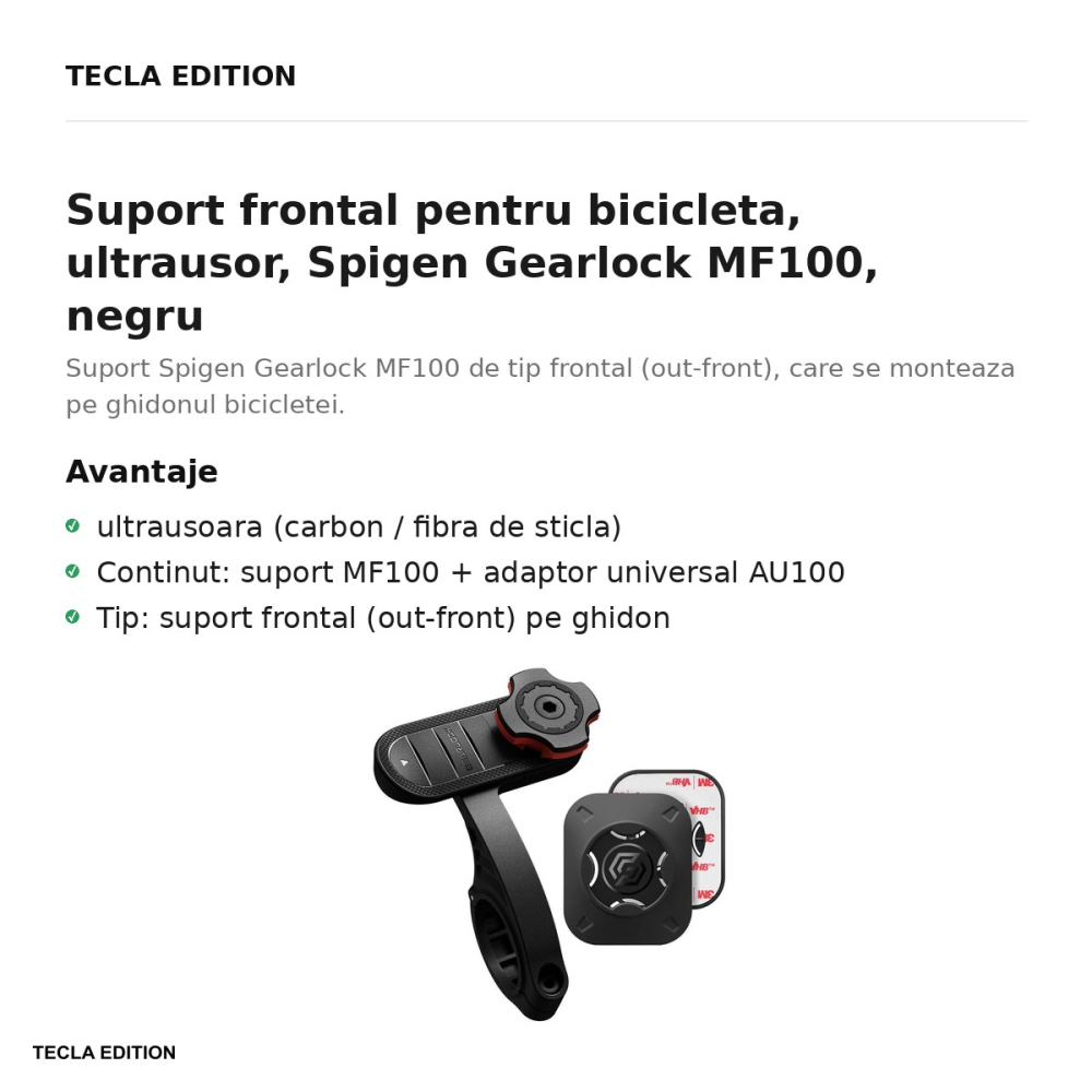 Suport frontal pentru bicicleta, ultrausor, Spigen Gearlock MF100, negru [2]