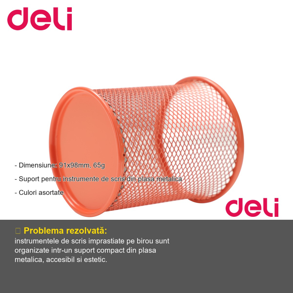 Suport instrumente de scris Deli Mesh Color, plasa metalica colorata, pentru birou si papetarie [2]