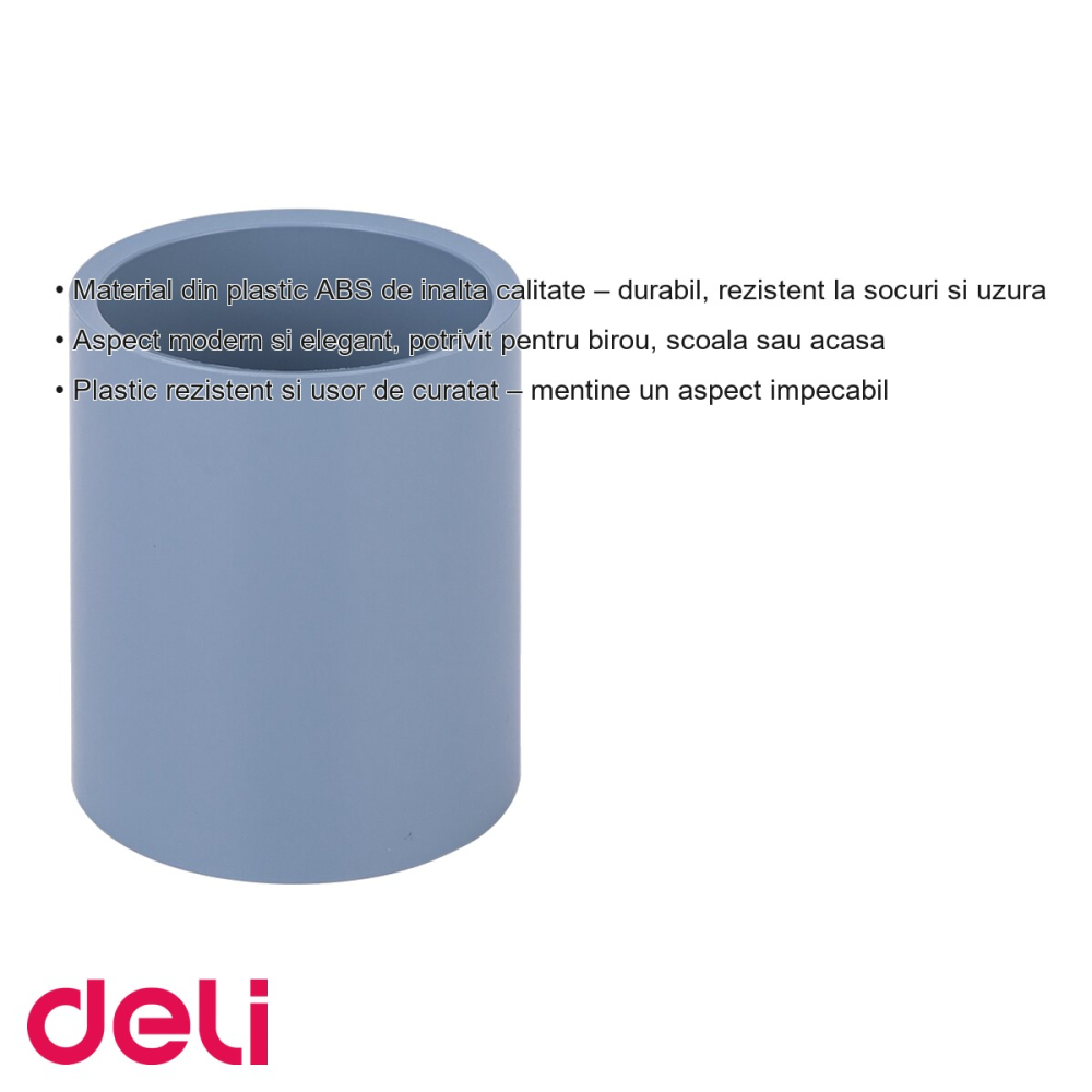 Suport instrumente de scris Deli Nusign, organizator birou din plastic ABS, culoare gri, design compact si modern [3]