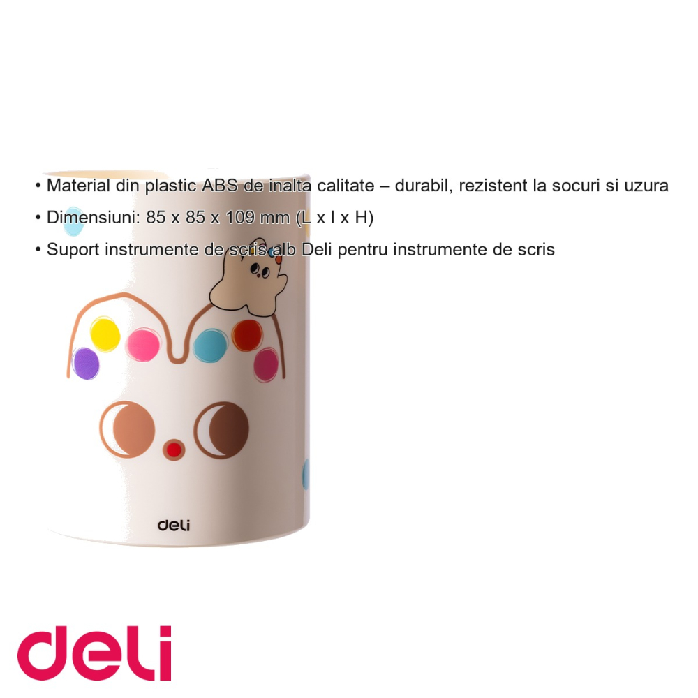 Suport instrumente de scris Deli Z450, plastic ABS alb, organizator pixuri si creioane pentru birou [3]