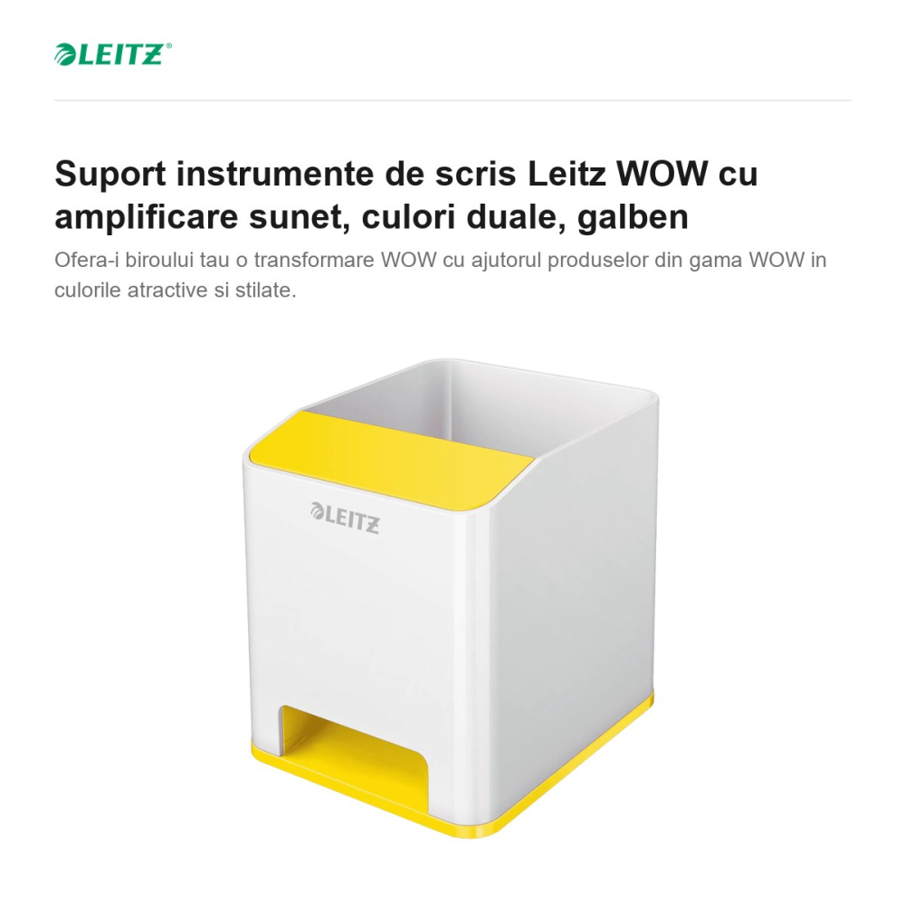 Suport instrumente de scris Leitz WOW cu amplificare sunet, culori duale, galben [2]