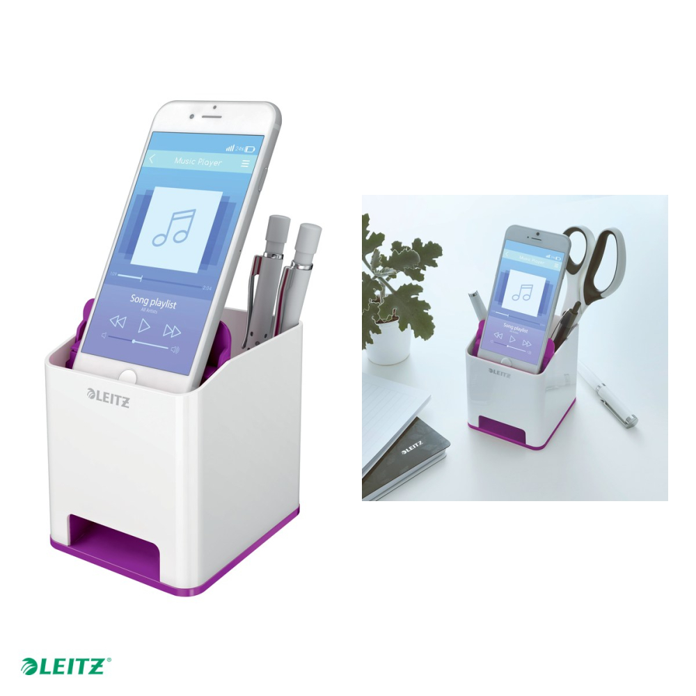 Suport instrumente de scris Leitz WOW cu amplificare sunet, culori duale, mov [5]