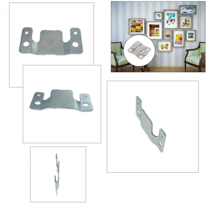 Suport multifunctional din otel pentru suspendare obiecte pe perete, cu 4 orificii de fixare, 90 x 45 mm [4]