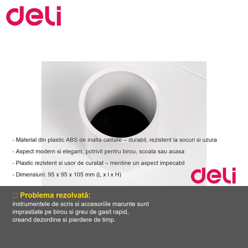 Suport organizator instrumente de scris Deli NuSign, plastic ABS, alb, pentru birou si scoala [2]