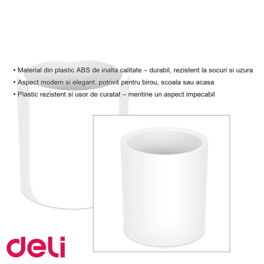 Suport organizator instrumente de scris Deli NuSign, plastic ABS, alb, pentru birou si scoala [3]