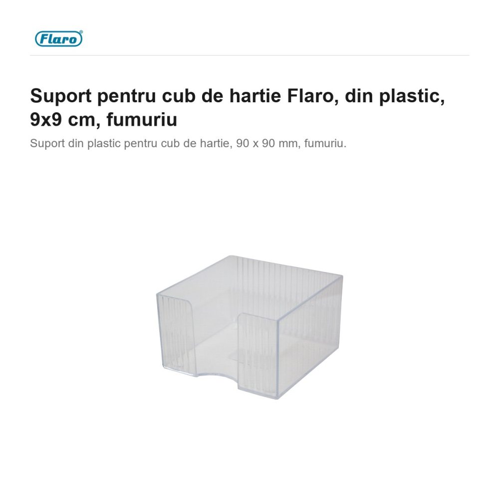 Suport pentru cub de hartie Flaro, din plastic, 9x9 cm, fumuriu [2]