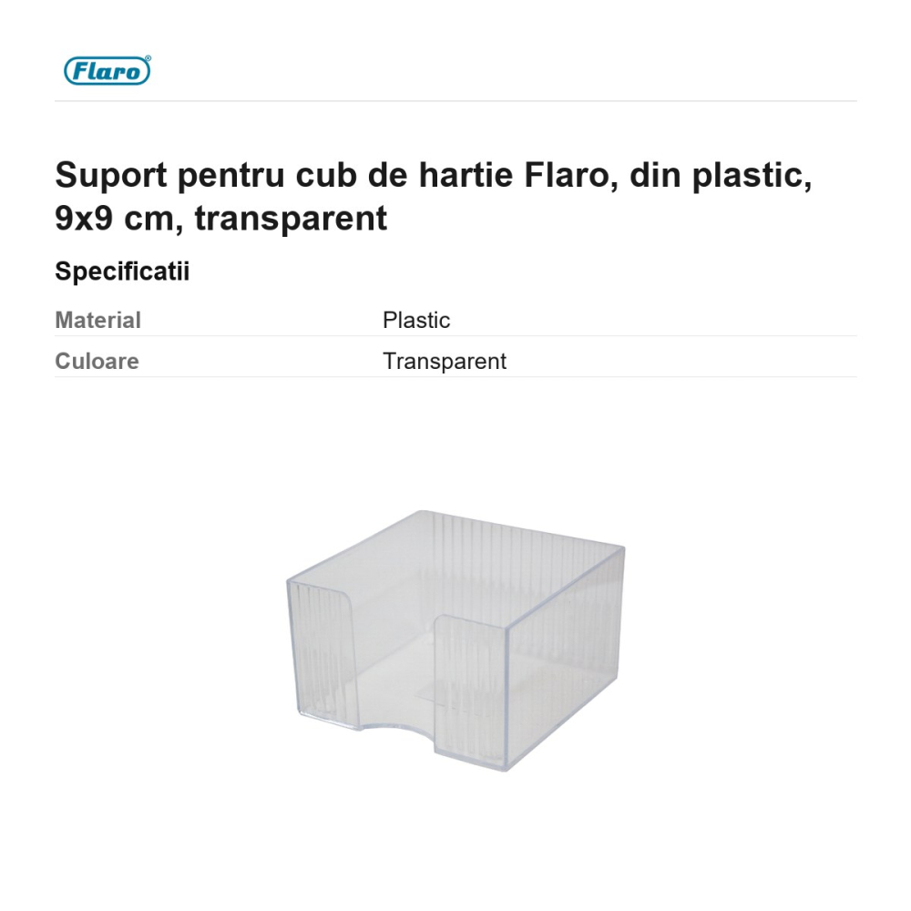 Suport pentru cub de hartie Flaro, din plastic, 9x9 cm, transparent [3]
