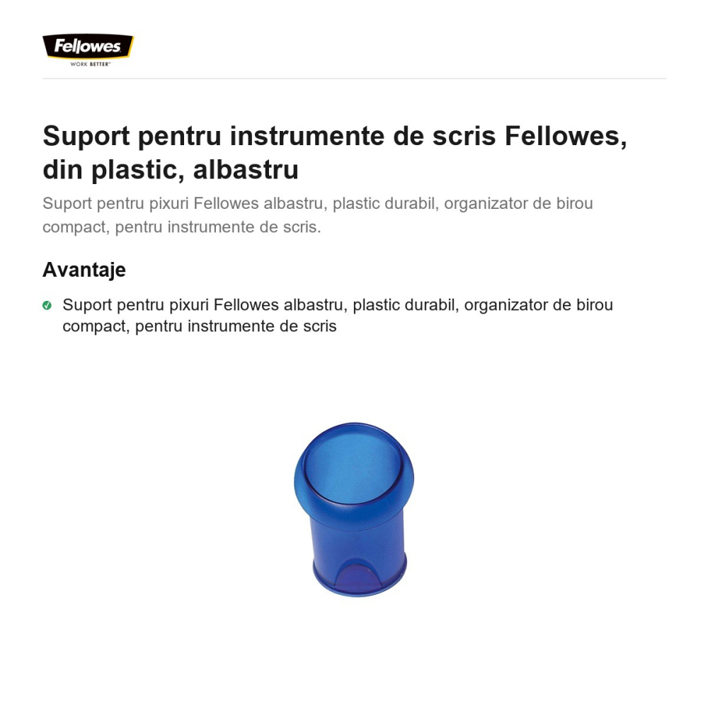 Suport pentru instrumente de scris Fellowes, din plastic, albastru [2]