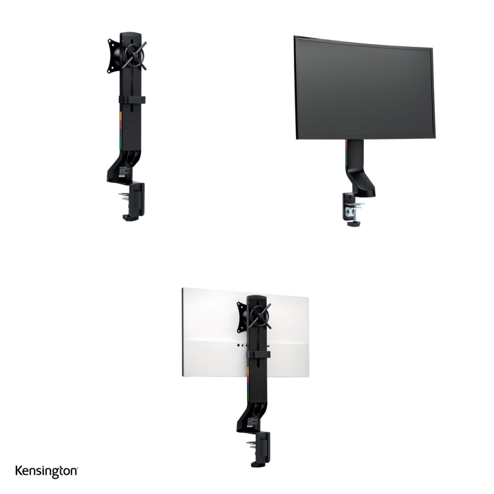 Suport pentru monitor Kensington SmartFit Space-Saving, 1 brat reglabil, clema C sau grommet, pentru monitoare de maxim 32 inch si 8 kg, negru [4]