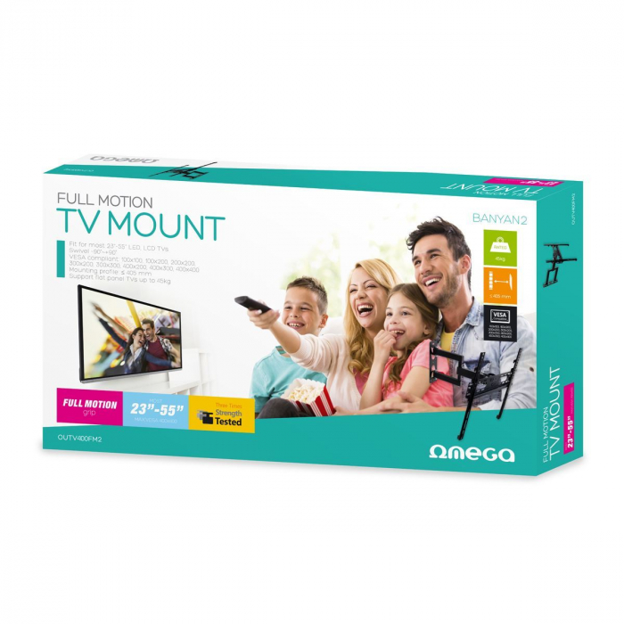 Suport TV de perete Omega 44430, reglabil,23''-55'',45 kg, negru [5]