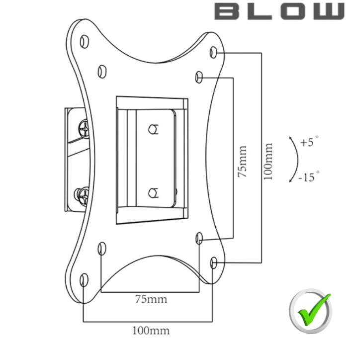 Suport TV/monitor universal, de perete, Blow 08172, 10-27 inch, 15kg max, VESA 75x75mm/100x100mm, negru [8]