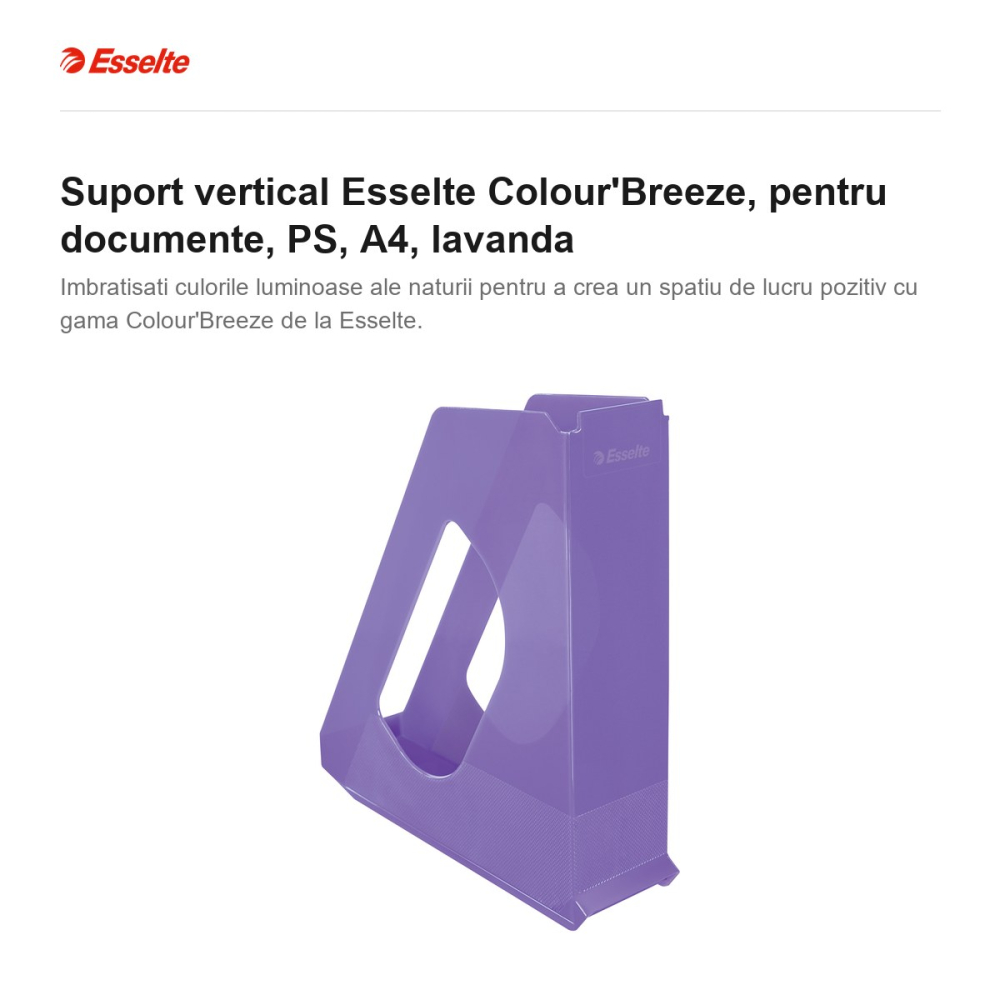 Suport vertical Esselte Colour'Breeze, pentru documente, PS, A4, lavanda [2]