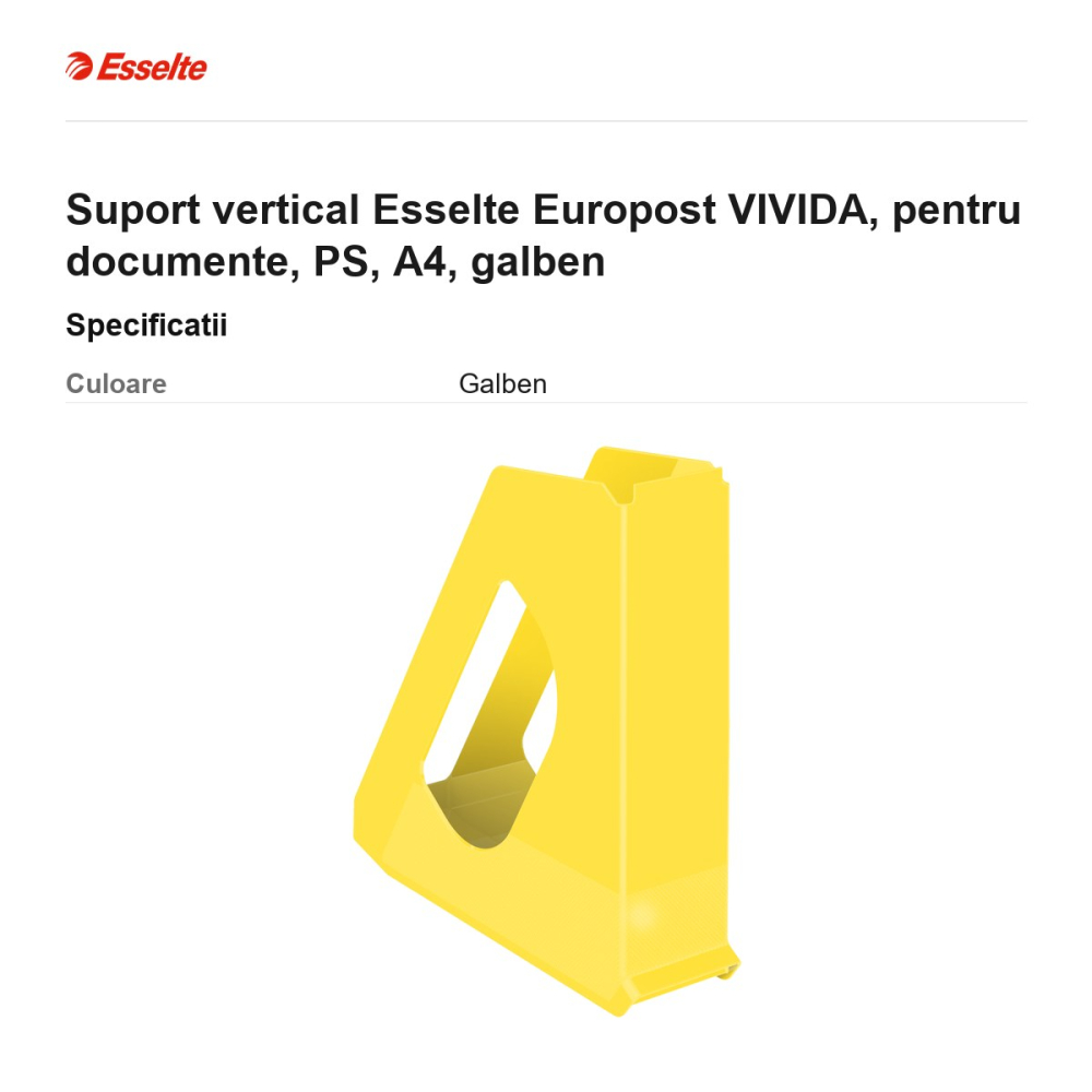 Suport vertical Esselte Europost VIVIDA, pentru documente, PS, A4, galben [3]