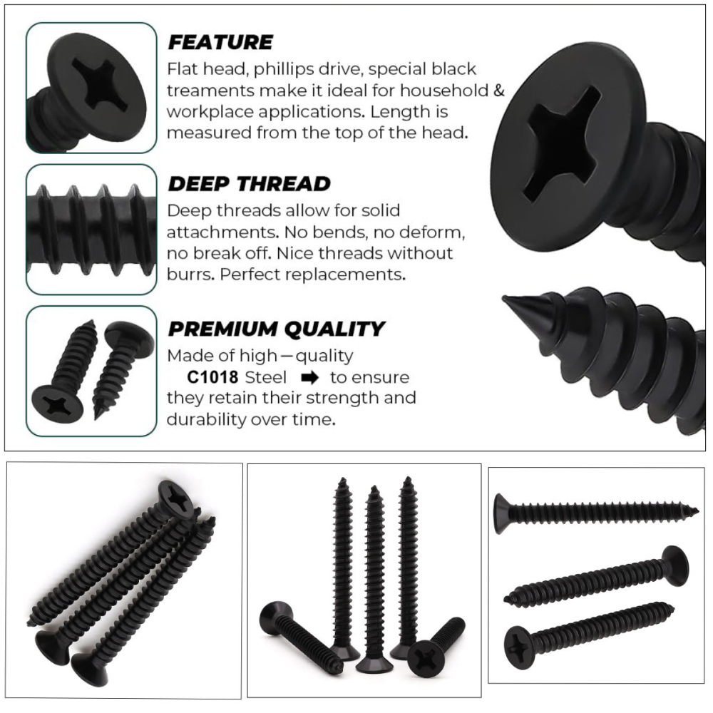 Surub universal pentru gips-carton, 3.5x55 mm, autofiletant, filet fin, cap inecat PH2, pentru profile metalice si structura lemn, otel fosfatat [4]