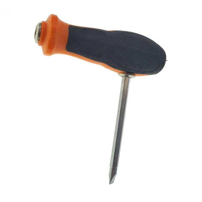 Surubelnita 2in1 cu cap plat si in cruce 6mm, tija 120mm, maner izolat anti-alunecare 105x35mm, negru cu portocaliu [4]