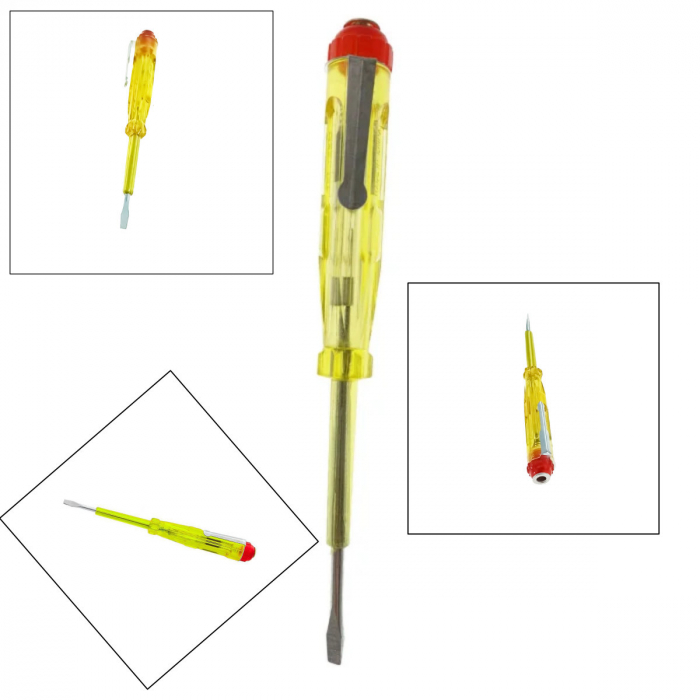 Surubelnita tip creion, pentru control tensiune, 16A, 250V, lungime 135 mm, varf drept 3 mm, galben [5]
