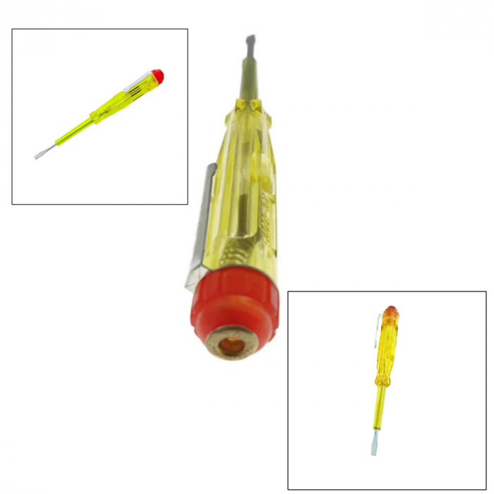 Surubelnita tip creion, pentru control tensiune, 16A, 250V, lungime 135 mm, varf drept 3 mm, galben [3]