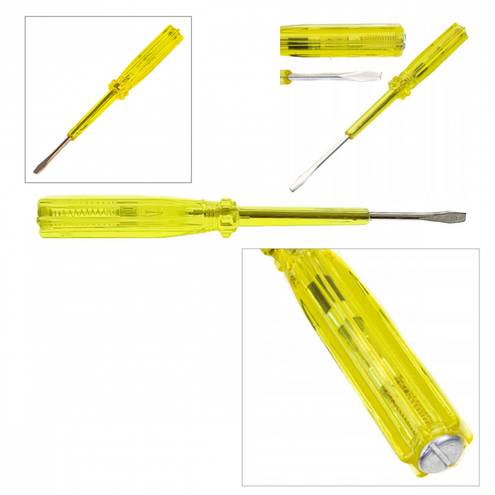 Surubelnita tip creion, pentru control tensiune, 16A, 250V, lungime 165 mm, varf drept 4mm, galben [5]