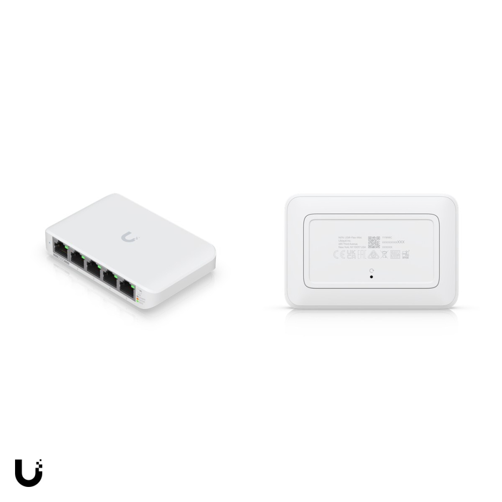 Switch administrabil compact Ubiquiti UniFi Switch Flex Mini, 5 porturi Gigabit, alimentare PoE sau USB-C, adaptor inclus, bucata, USW-FLEX-MINI [5]
