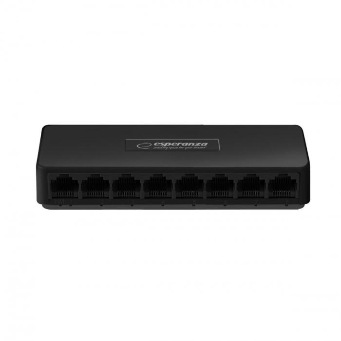 Switch Ethernet cu 8 porturi RJ-45 10/100 Mbps, 5V, cu incarcator, negru [2]