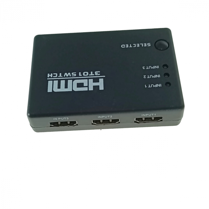 Switch HDMI 4K, cu 3 porturi de intrare si 1 port de iesire, cu telecomanda si senzor IR, negru [3]