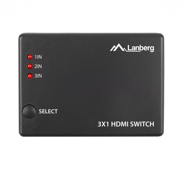 Switch video Lanberg 42433, comutator cu 3 intrari HDMI si un port de iesire HDMI 4K, 3D, telecomanda, alimentare microUSB 5V 1A, negru [3]