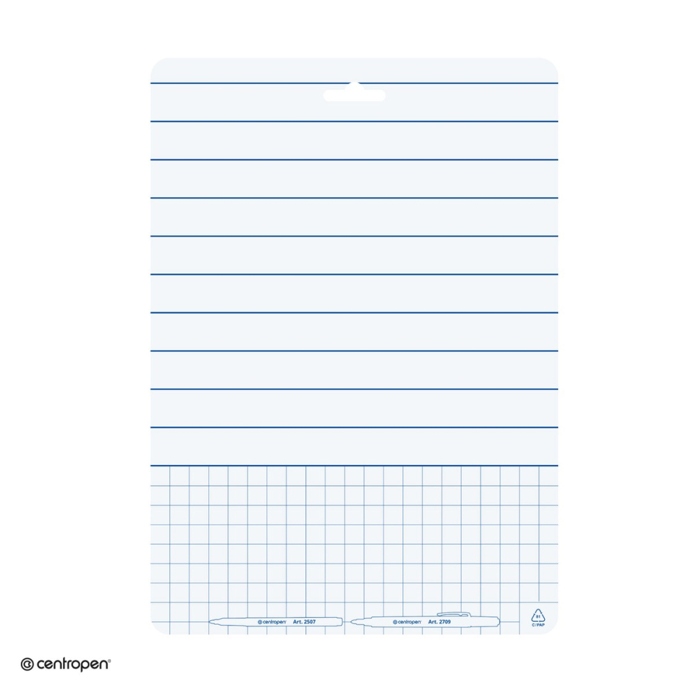 Tabla alba scolara Centropen cu 2 fete, A4, o fata neliniata si una cu grila, stergere uscata, 2 markere incluse, 21x29.7 cm [5]