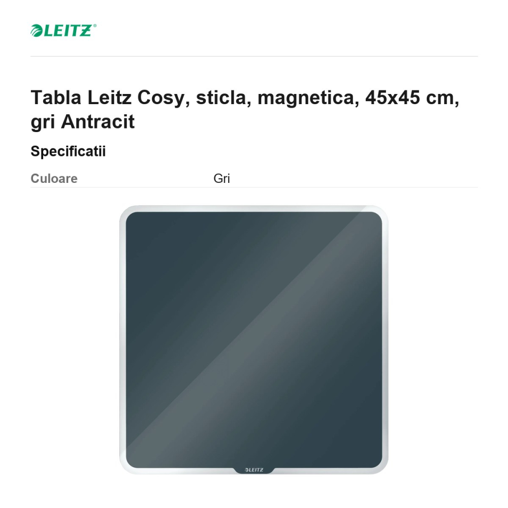 Tabla Leitz Cosy, sticla, magnetica, 45x45 cm, gri Antracit [3]