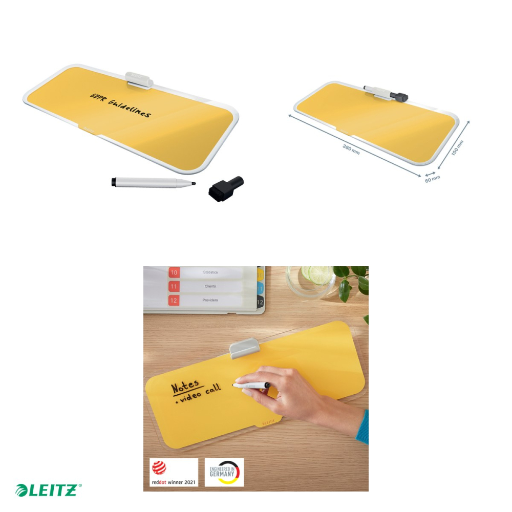 Tabla Leitz Cosy, sticla, pentru birou, galben Chihlimbar [6]