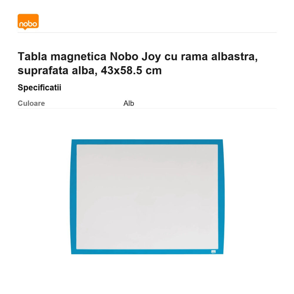 Tabla magnetica Nobo Joy cu rama albastra, suprafata alba, 43x58.5 cm [3]