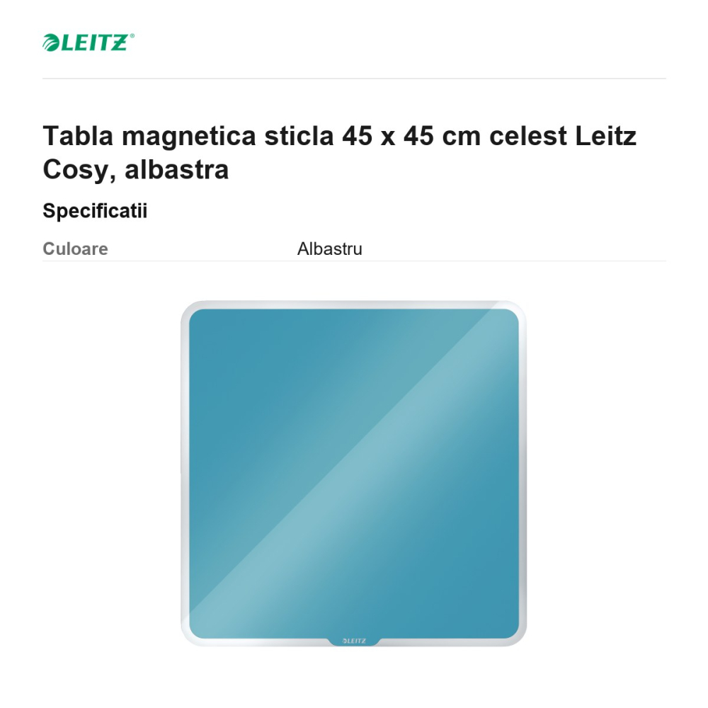 Tabla magnetica sticla 45 x 45 cm celest Leitz Cosy, albastra [3]