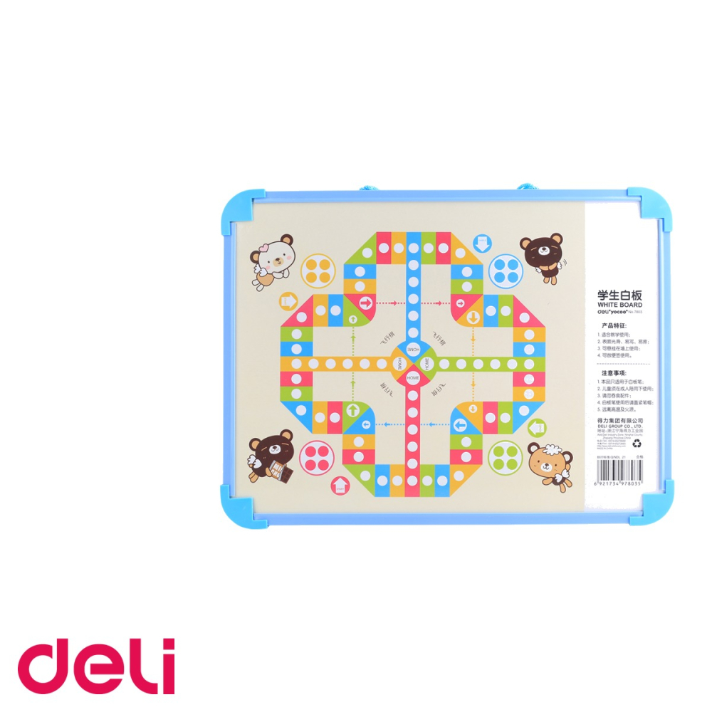 Tabla whiteboard scolara Deli, magnetica, rama PVC, cu agatatoare, pentru copii, 38x29 cm [5]