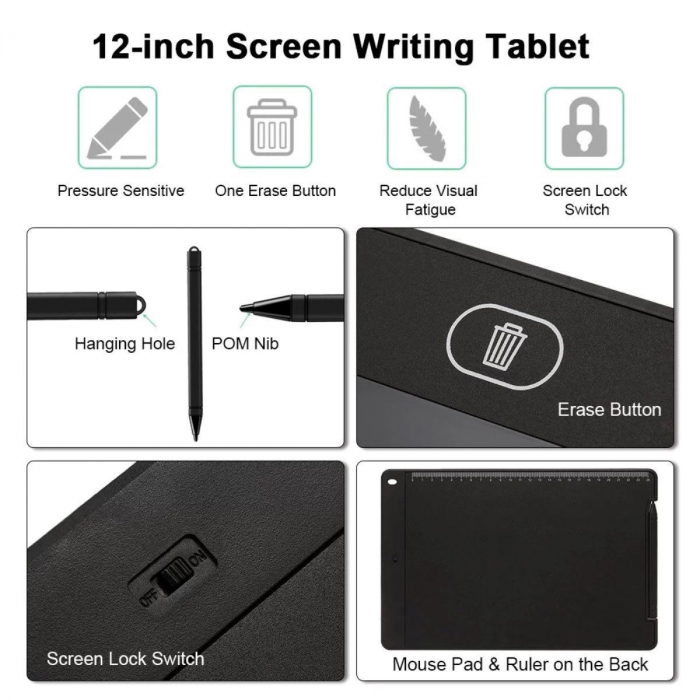 Tableta pentru scris Platinet 44777, 12'',cu stylus pen,neagra [6]