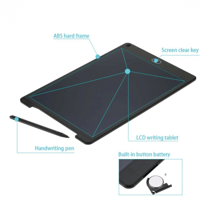 Tableta pentru scris Platinet 44777, 12'',cu stylus pen,neagra [3]