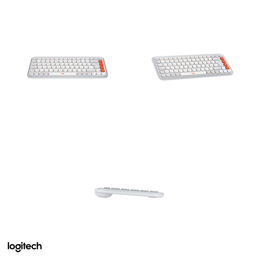 Tastatura Bluetooth compacta Logitech POP Icon Keys, format 75% cu 4 Action Keys, taste silentioase, Easy-Switch 3 dispozitive, layout US International, alb-crem cu portocaliu, 920-013072 [4]
