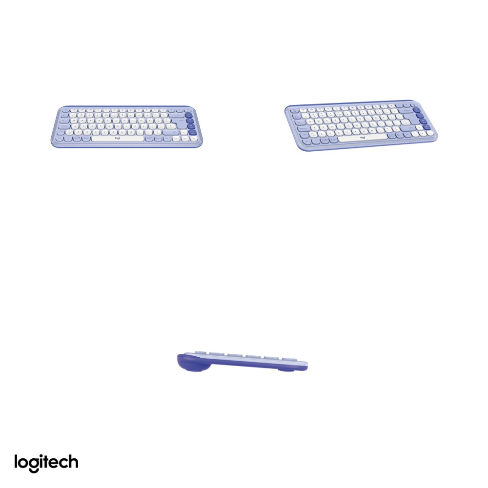 Tastatura Bluetooth compacta Logitech POP Icon Keys, format 75% cu 4 Action Keys, taste silentioase, Easy-Switch 3 dispozitive, layout US International, lila cu alb-crem, 920-013074 [4]