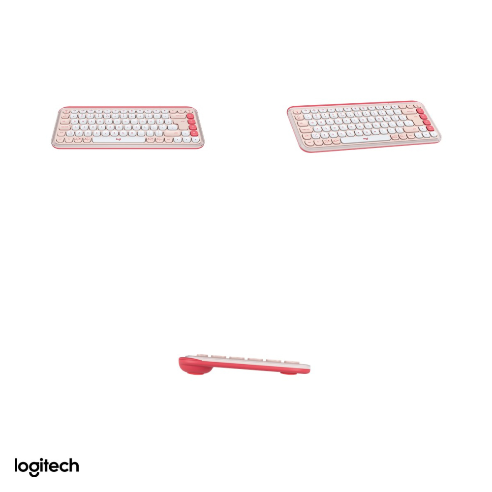 Tastatura Bluetooth compacta Logitech POP Icon Keys, format 75% cu 4 Action Keys, taste silentioase, Easy-Switch 3 dispozitive, layout US International, roz cu alb-crem, 920-013073 [4]